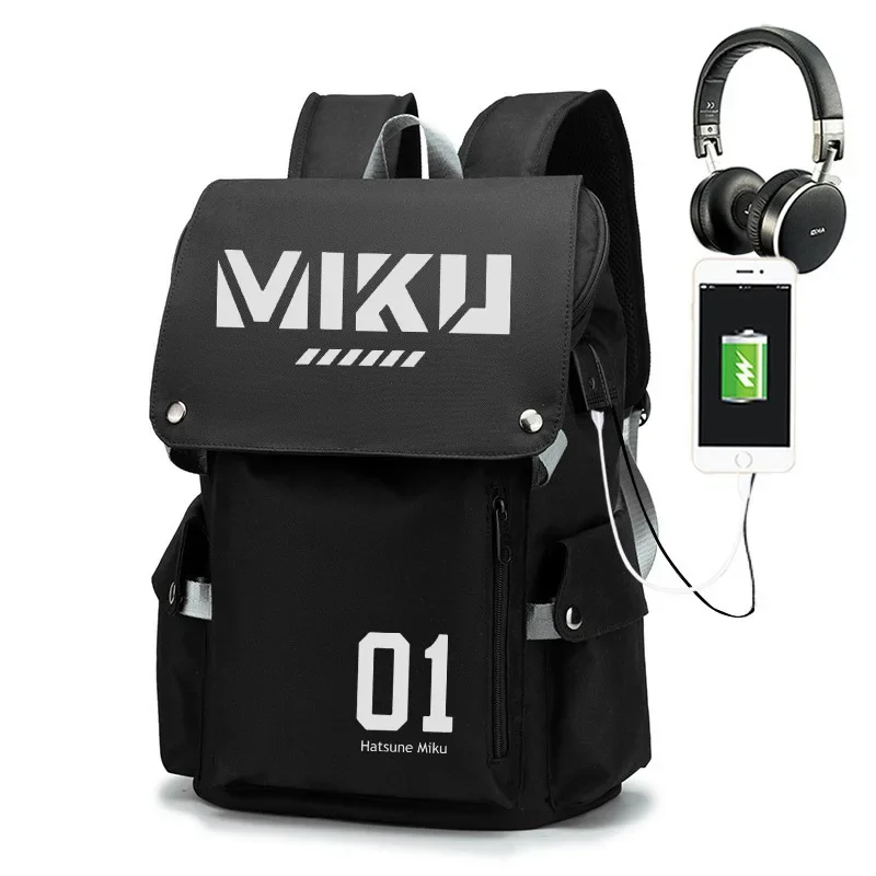 Kawaii Anime Hatsune Miku Student Backpack With USB Port