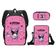 Sanrio Kawaii Cartoon Kuromi Backpack With Lunch Bag And Pencil Case Sanrio Kawaii Cartoon Kuromi Backpack With Lunch Bag And Pencil Case