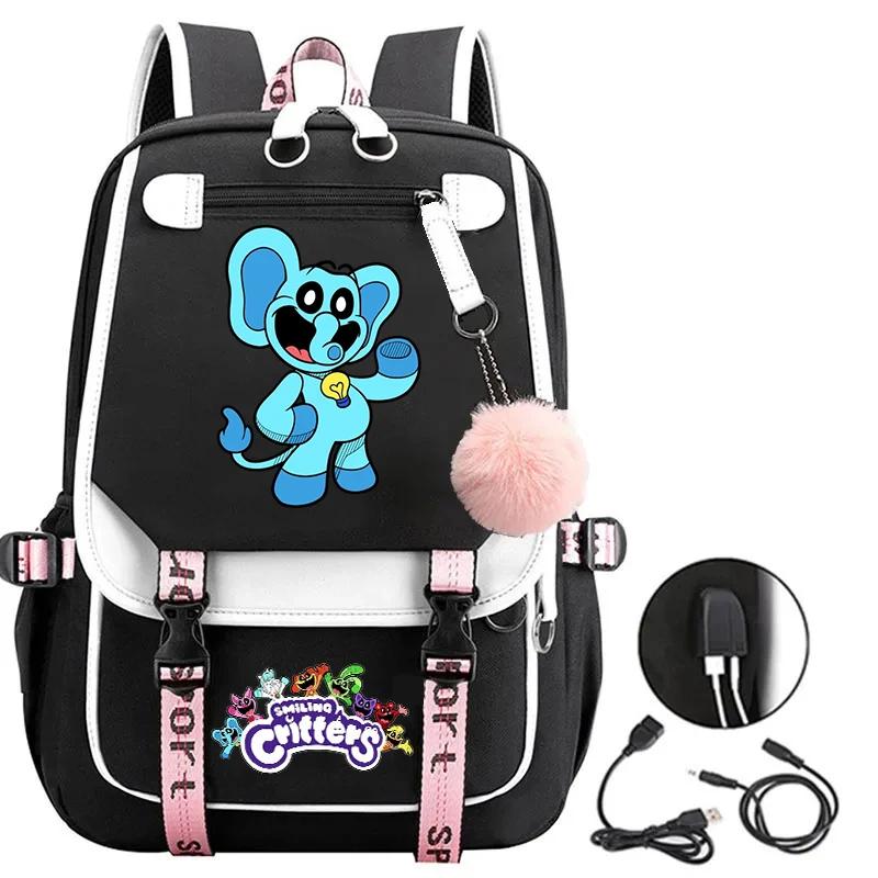 Kawaii Smiling Critters Backpack With USB Port