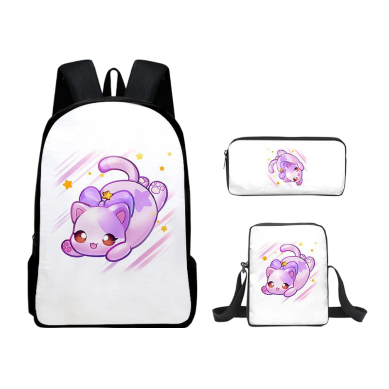 Kawaii Aphmau Goddess Cat Backpack And Lunch Bag With Pencil Case ...