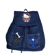 Sanrio Kawaii Hello Kitty Denim Backpack Sanrio Kawaii Hello Kitty Denim Backpack
