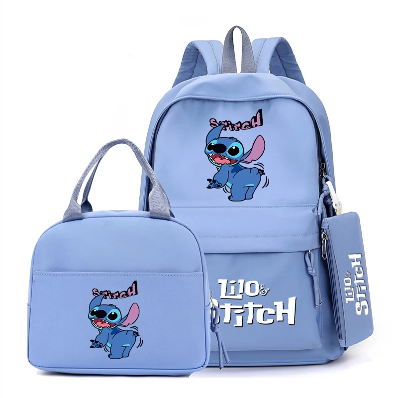 Kawaii Cartoon Lilo & Stitch Waterproof Backpack And Lunch Bag With Pencil Case