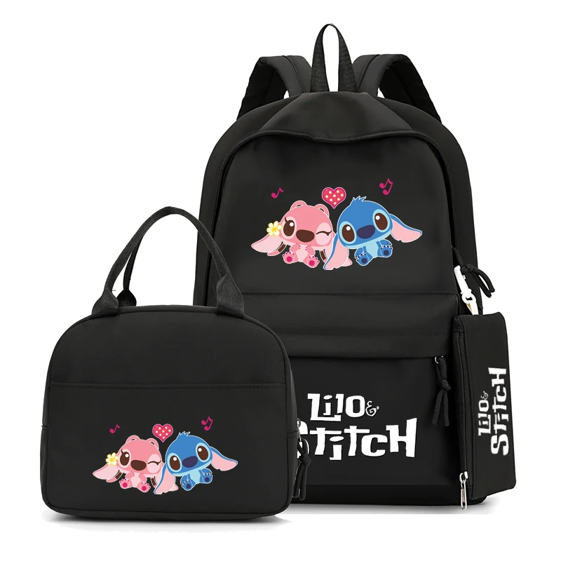 Cartoon Kawaii Lilo & Stitch Waterproof Backpack And Lunch Bag With Pencil Case