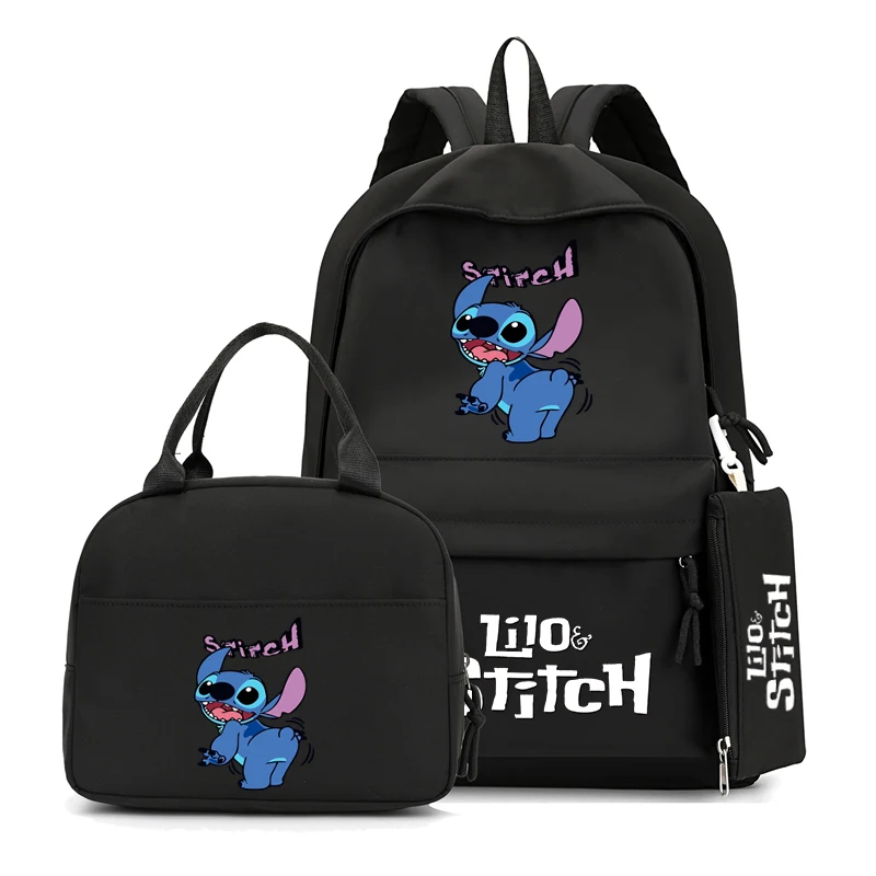 Cartoon Kawaii Lilo & Stitch Waterproof Backpack And Lunch Bag With Pencil Case