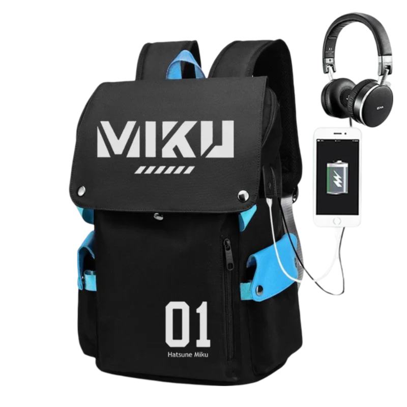 Kawaii Anime Hatsune Miku Student Backpack With USB Port
