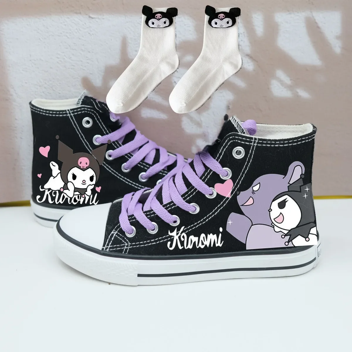 Sanrio Kawaii Cartoon Kuromi Sneakers With Socks