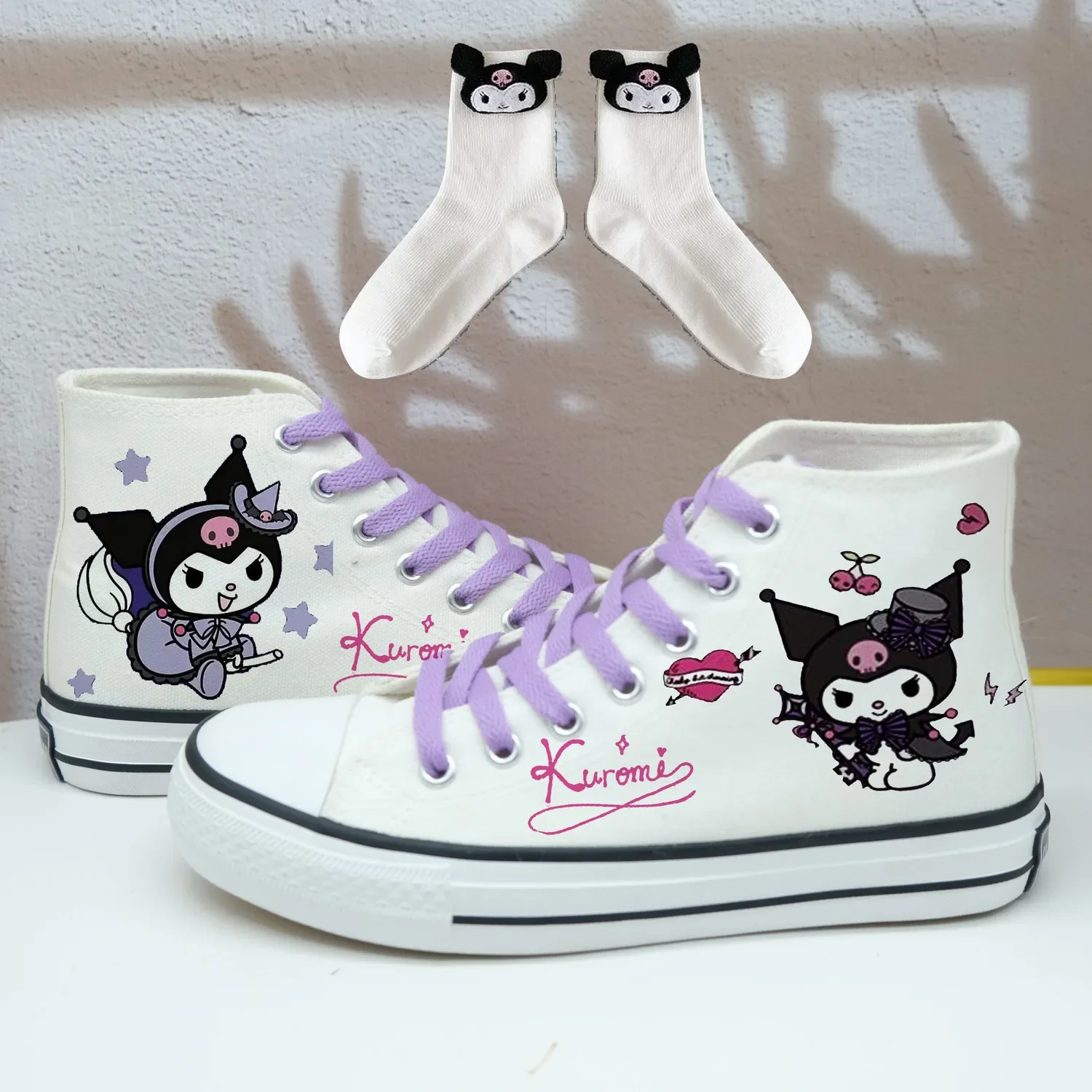 Sanrio Kawaii Cartoon Kuromi Sneakers With Socks