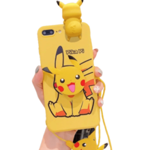 Kawaii Cartoon Pokemon Pikachu Phone Case With Holder Rope For iPhone Kawaii Cartoon Pokemon Pikachu Phone Case With Holder Rope For iPhone