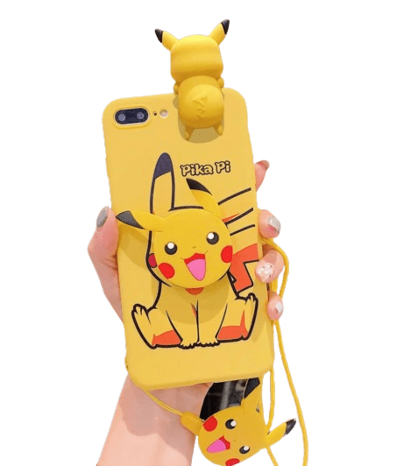 Kawaii Cartoon Pokemon Pikachu Phone Case With Holder Rope For iPhone Kawaii Cartoon Pokemon Pikachu Phone Case With Holder Rope For iPhone