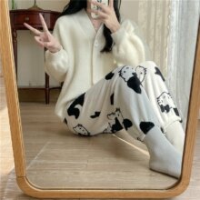 2023 Sanrio Hello Kitty Pajamas Halloween Flannel Fashion Trouserswomen Kawaii Woolen Anime Cartoon Casual Home Pants Autumn 2023 Sanrio Hello Kitty Pajamas Halloween Flannel Fashion Trouserswomen Kawaii Woolen Anime Cartoon Casual Home Pants Autumn