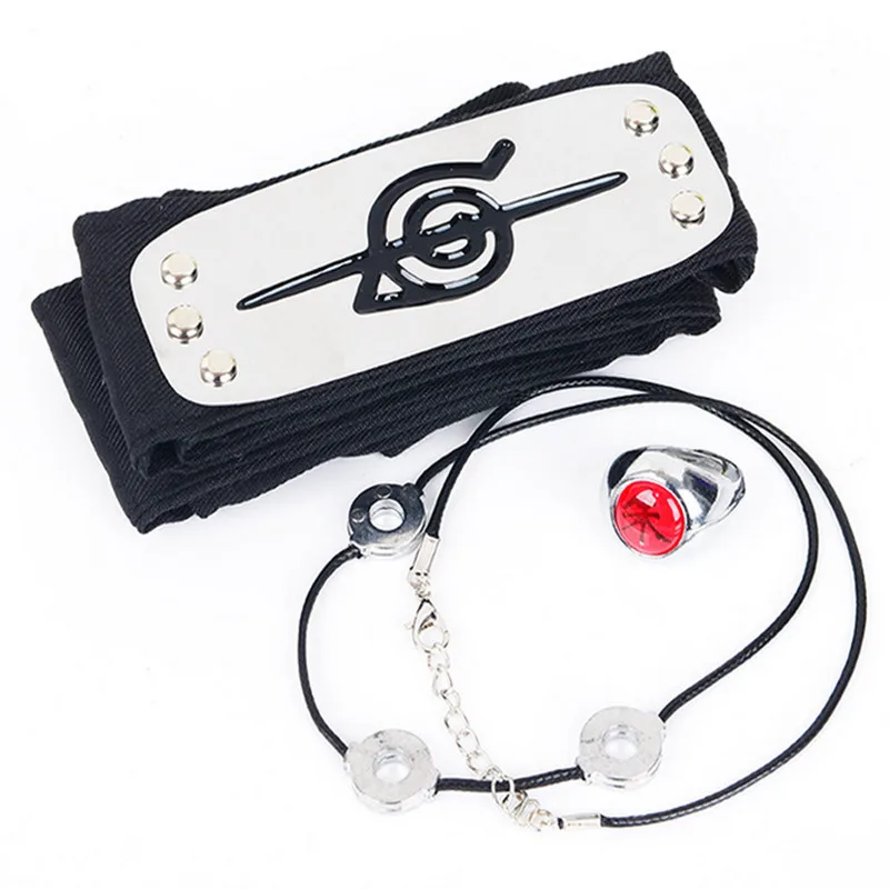 3Pcs Kawaii Naruto Uchiha Itachi Pendant Necklace With Zhu Ring And Headband 3Pcs Kawaii Naruto Uchiha Itachi Pendant Necklace With Zhu Ring And Headband