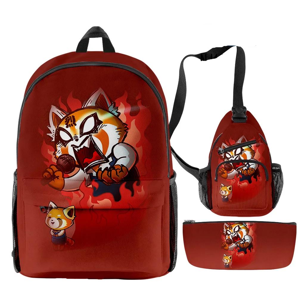 3Pcs/Set Kawaii Cartoon Aggretsuko Backpack 