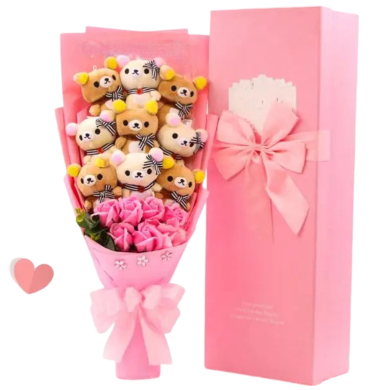 Kawaii Cartoon Rilakkuma And korilakkuma Plush Toy Bouquet