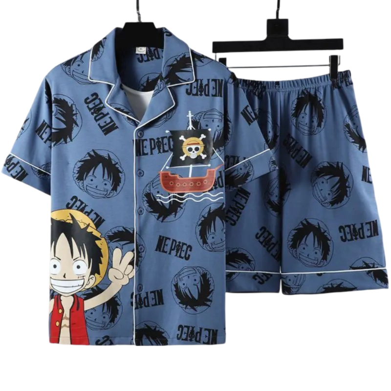 Kawaii Cartoon One Piece Monkey D. Luffy Cotton Pajama Set