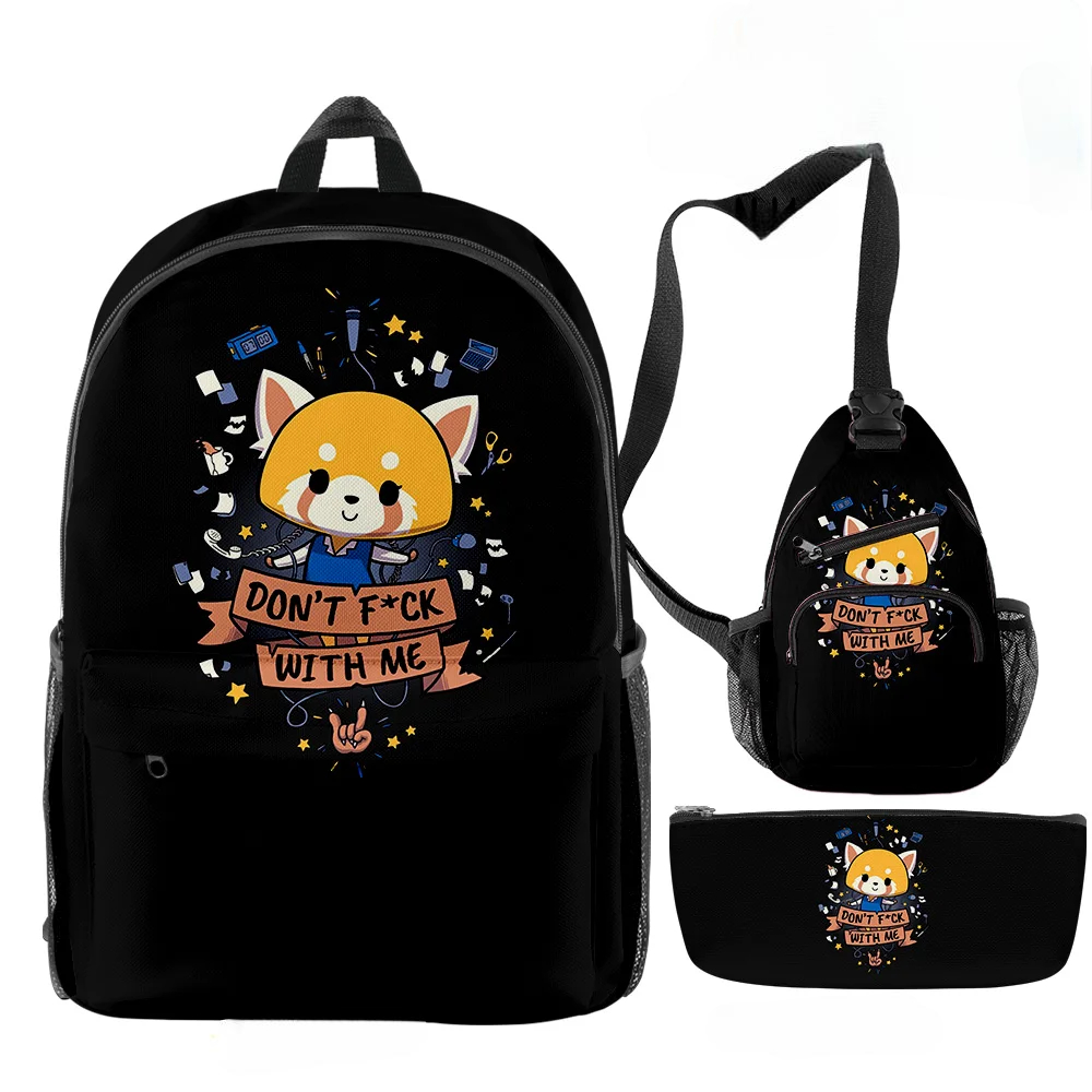 3Pcs/Set Kawaii Cartoon Aggretsuko Backpack 