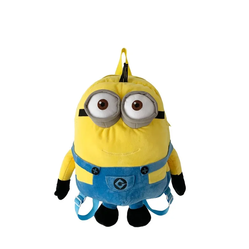 Miniso Despicable Me Minions Stuart Kevin Bob Cute Plush Backpack Kawaii Fluffy Stuffed Toy Double Shoulder Bag Handbags Holiday