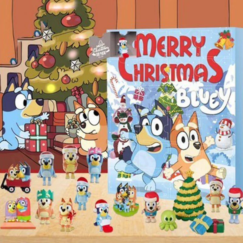 24pcs Kawaii Bluey Character Christmas Advent Calendar Box