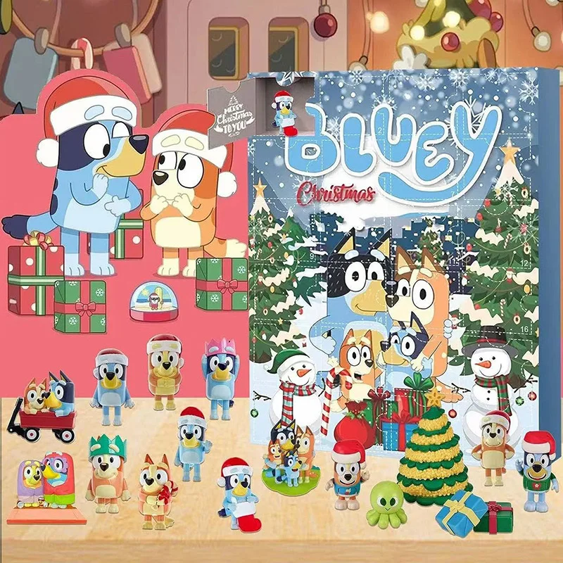 24pcs Kawaii Bluey Character Christmas Advent Calendar Box