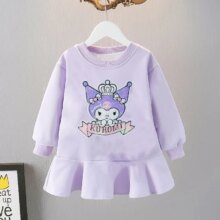 Sanrio Hot Selling Children’s Girls Dress For Autumn Spring Princess Kids Cotton Clothes Cute Cartoon Kuromi A-Line Dress Sanrio Hot Selling Children's Girls Dress For Autumn Spring Princess Kids Cotton Clothes Cute Cartoon Kuromi A-Line Dress