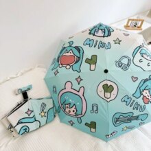 Japanese cute Q version Hatsune Miku creative anime pattern peripheral new high-value folding portable rain or shine umbrella Japanese cute Q version Hatsune Miku creative anime pattern peripheral new high-value folding portable rain or shine umbrella