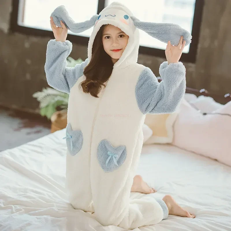 Sanrio Kawaii Cartoon Cinnamoroll Winter Plush Pajama