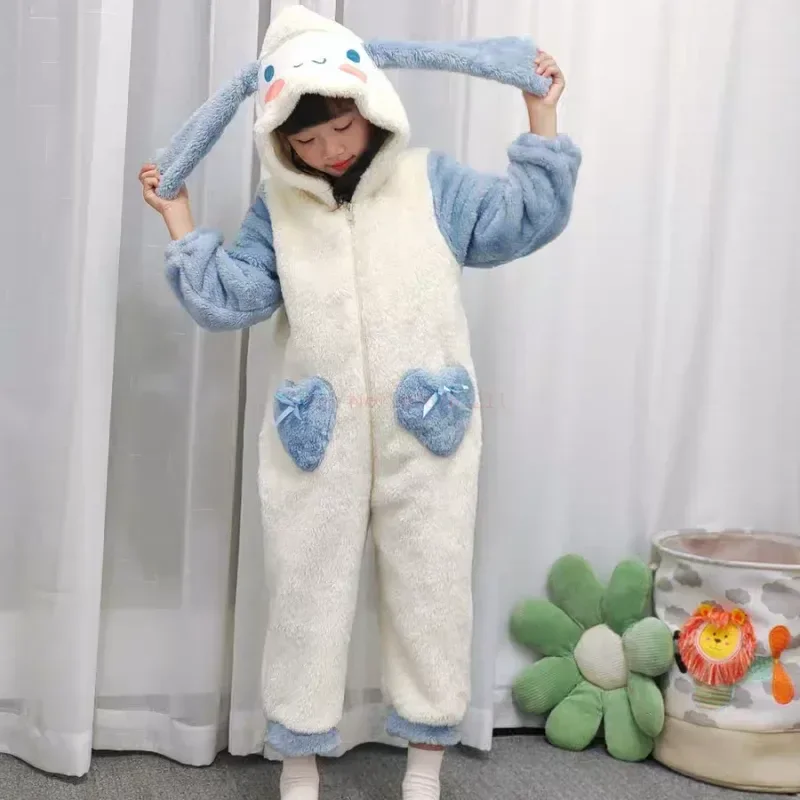 Sanrio Kawaii Cartoon Cinnamoroll Winter Plush Pajama
