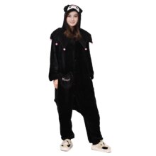 Kuromi Cosplay Costume Women Kigurumi Pajamas Cartoon Onesies Christmas One-Piece Overall Flannel Homewear Holiday Party Gift Kuromi Cosplay Costume Women Kigurumi Pajamas Cartoon Onesies Christmas One-Piece Overall Flannel Homewear Holiday Party Gift