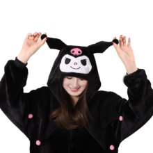 Kuromi Cosplay Costume Women Kigurumi Pajamas Cartoon Onesies Christmas One-Piece Overall Flannel Homewear Holiday Party Gift Kuromi Cosplay Costume Women Kigurumi Pajamas Cartoon Onesies Christmas One-Piece Overall Flannel Homewear Holiday Party Gift