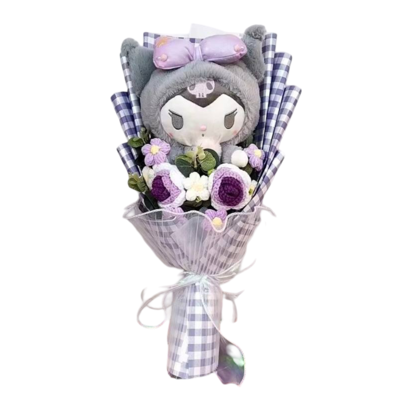 45cm Sanrio Kawaii Kuromi Plush Toy Bouquet With Woolen Flower 