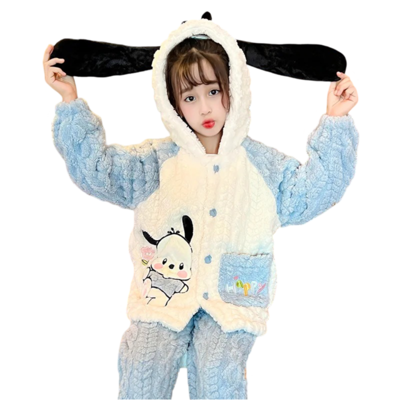 Sanrio Kawaii Pochacco Long Sleeve Winter Plush Pajama