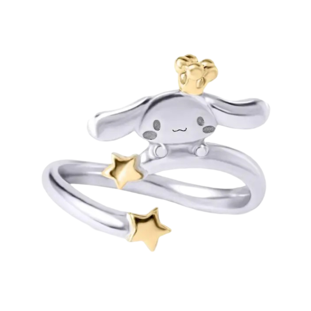 Kawaii Sanrio Cartoon Cinnamoroll Silver Star Adjustable Ring Kawaii Sanrio Cartoon Cinnamoroll Silver Star Adjustable Ring