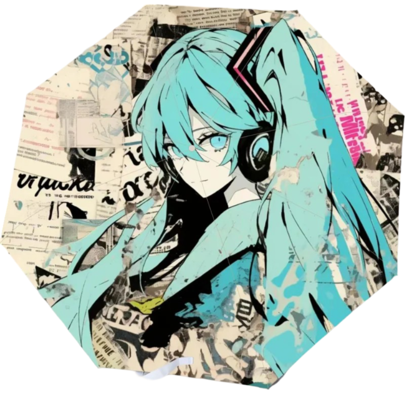 Anime Kawaii Hatsune Miku Printed Portable Umbrella