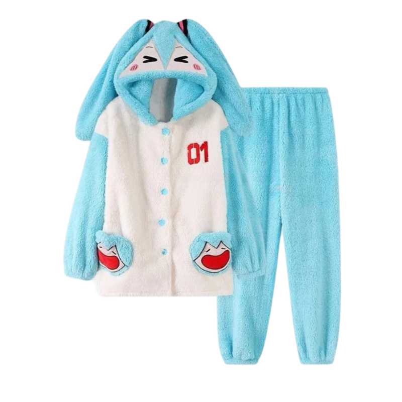 Anime Kawaii Hatsune Miku Velvet Long-Sleeve Winter Pajama