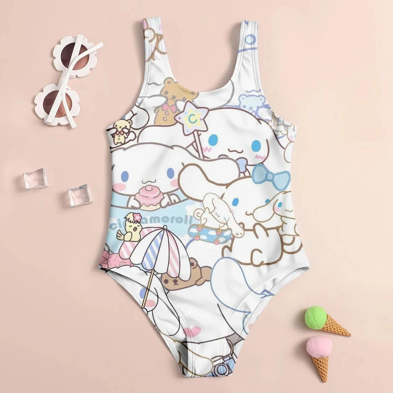 Kawaii Sanrio Cartoon Cinnamoroll Printed One-Piece Swimsuit Kawaii Sanrio Cartoon Cinnamoroll Printed One-Piece Swimsuit