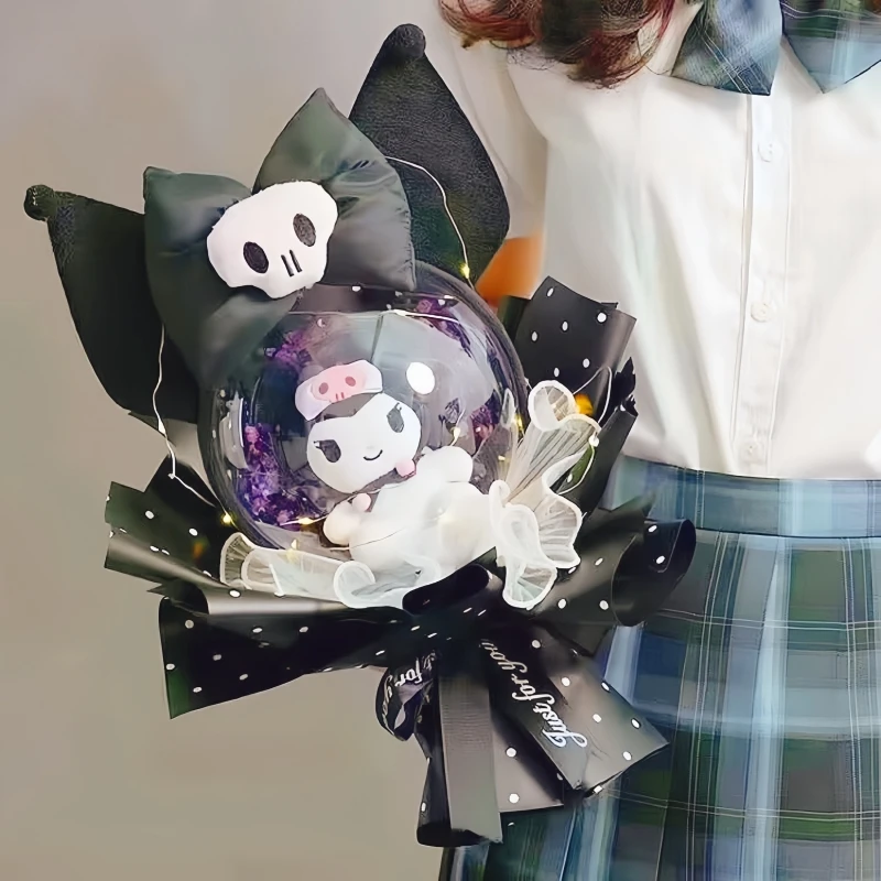 Kawaii Sanrio Cartoon Kuromi Bobo Black Plush Bouquet