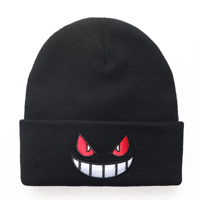 Kawaii Cartoon Pokemon Gengar Wool Embroidery Knitted Hat 