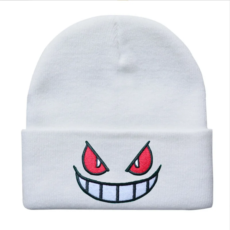 Kawaii Cartoon Pokemon Gengar Wool Embroidery Knitted Hat 