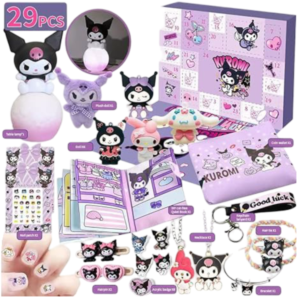 
29 Pcs Sanrio Kawaii Kuromi Christmas Advent Calendar 
