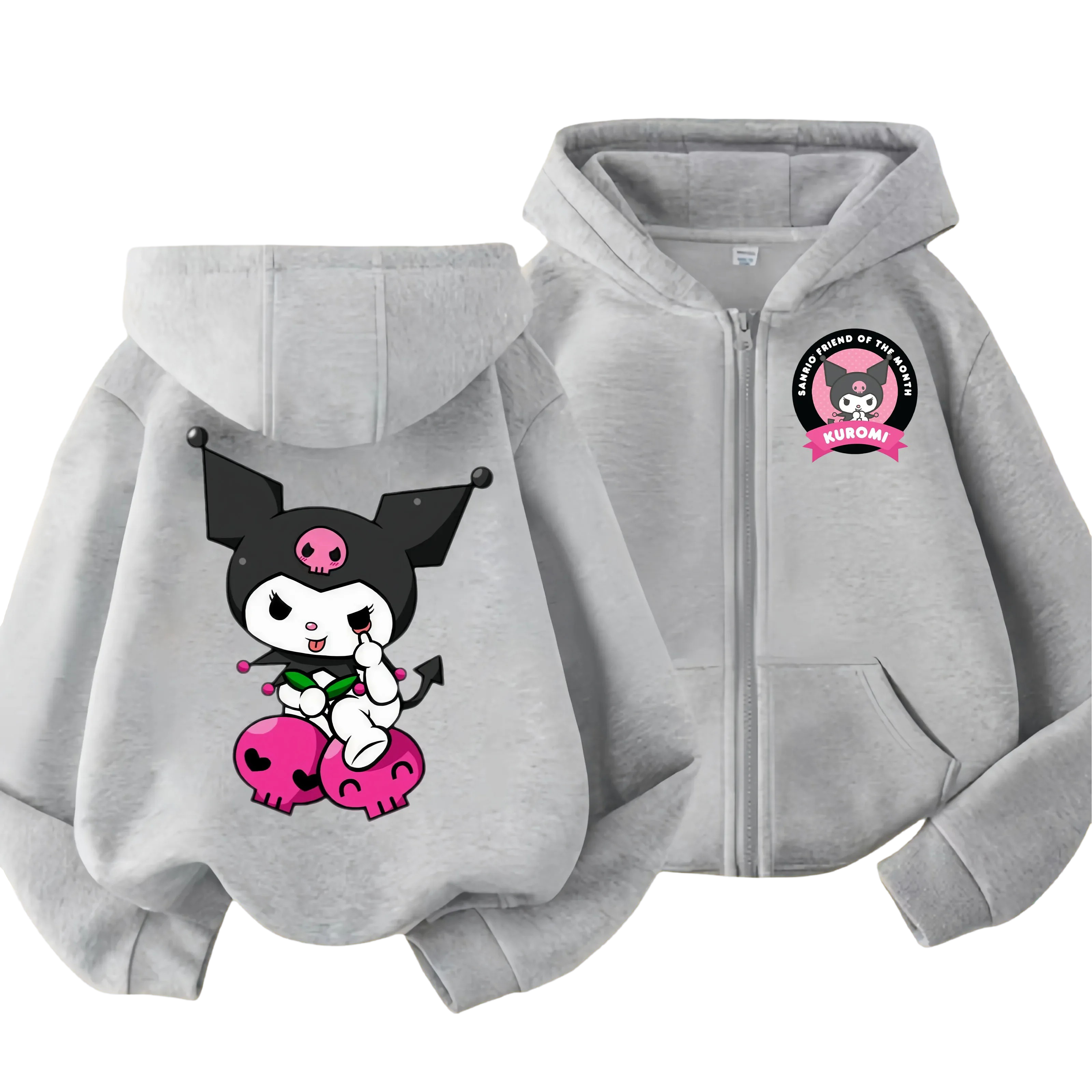 Kawaii Cartoon Kuromi Zipper Hoodie 