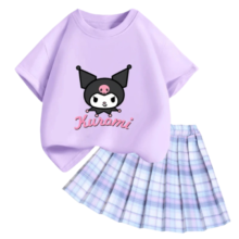 Kawaii Sanrio Cartoon Kuromi T-Shirt And Skirt Kawaii Sanrio Cartoon Kuromi T-Shirt And Skirt