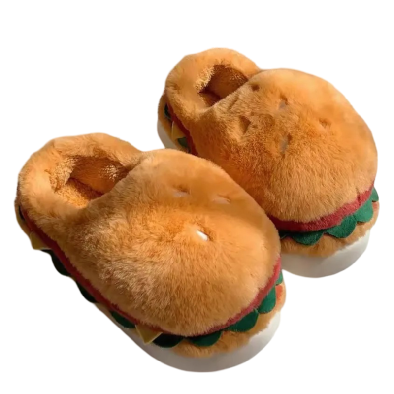 Kawaii Cartoon Burger Winter Plush Slipper Kawaii Cartoon Burger Winter Plush Slipper