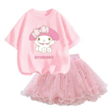 Sanrio Kawaii My Melody Printed T-Shirt And Tutu Skirt Set Sanrio Kawaii My Melody Printed T-Shirt And Tutu Skirt Set