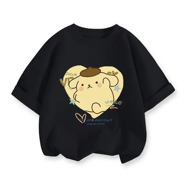 Kawaii Sanrio Cartoon Pompompurin Printed T-Shirt 