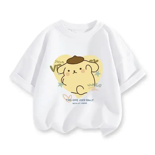 Kawaii Sanrio Cartoon Pompompurin Printed T-Shirt 