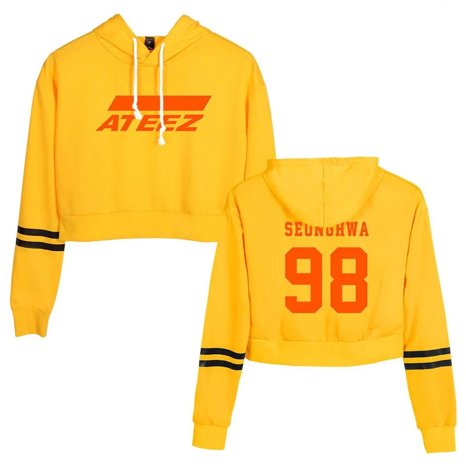 Kawaii Anime Ateez K-pop Seonghwa Printed Cropped Pullover Hoodie