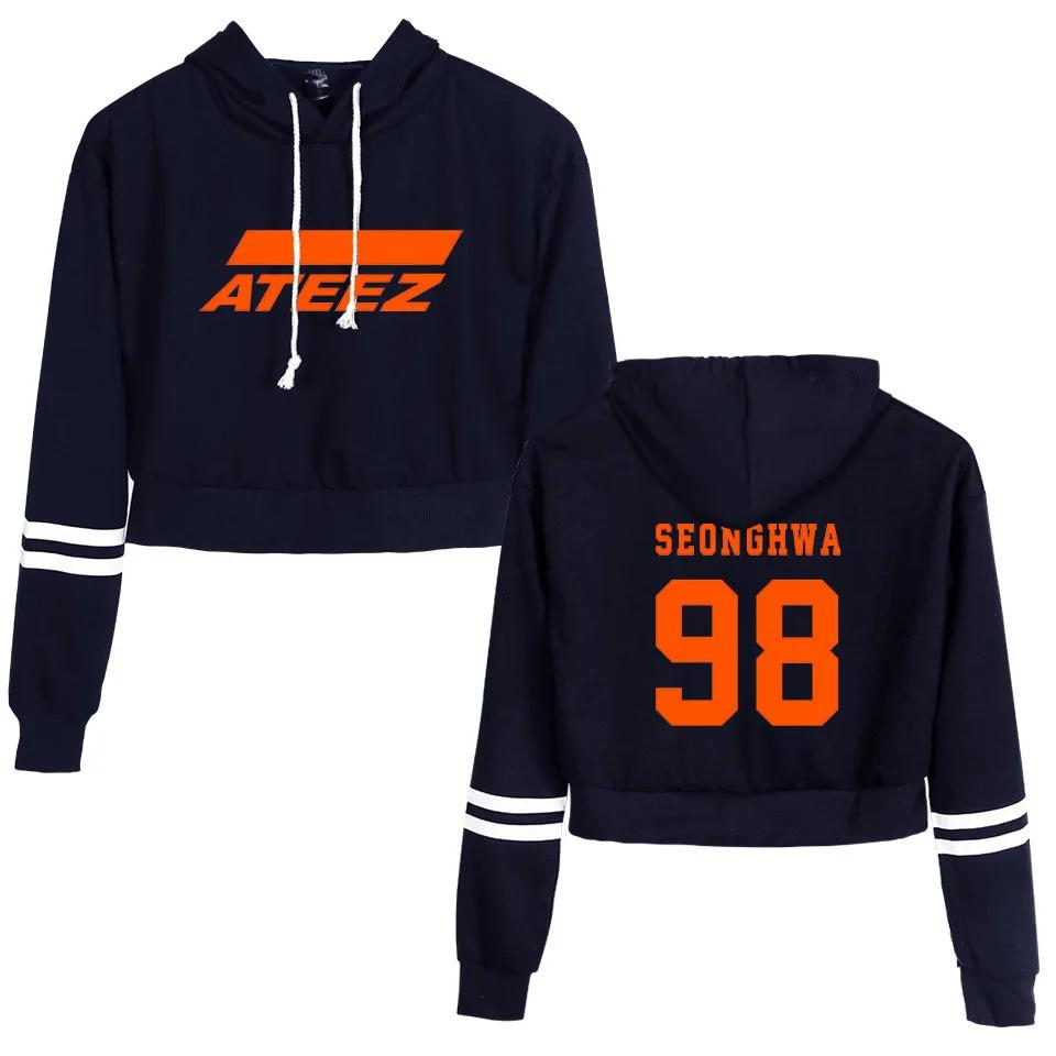 Kawaii Anime Ateez K-pop Seonghwa Printed Cropped Pullover Hoodie