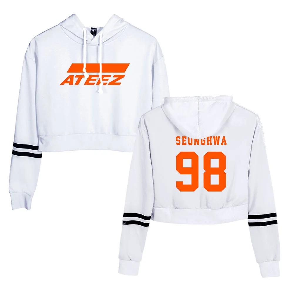 Kawaii Anime Ateez K-pop Seonghwa Printed Cropped Pullover Hoodie