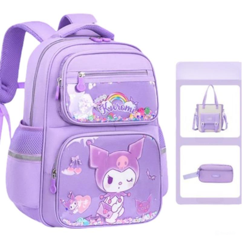 Kawaii Cartoon Kuromi Backpack Lunch Bag With Pencil Case Kawaii Cartoon Kuromi Backpack Lunch Bag With Pencil Case