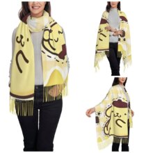 Sanrio Pompompurin Scarf for Womens Winter Fall Pashmina Shawls and Wrap Cute Cartoon Long Large Scarves with Tassel Daily Wear Sanrio Pompompurin Scarf for Womens Winter Fall Pashmina Shawls and Wrap Cute Cartoon Long Large Scarves with Tassel Daily Wear