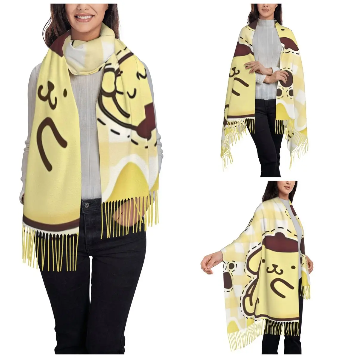 Sanrio Kawaii Cartoon Pompompurin Scarf For Women Sanrio Kawaii Cartoon Pompompurin Scarf For Women